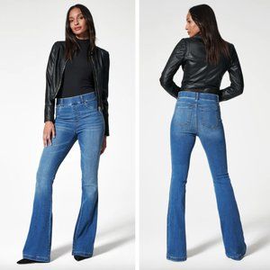 Spanx Flare Jeans Vintage Indigo High Rise Retro Stretch Denim Shapewear